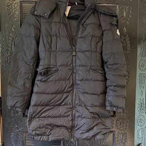 Moncler Black Quilted Hooded Puffer Coat